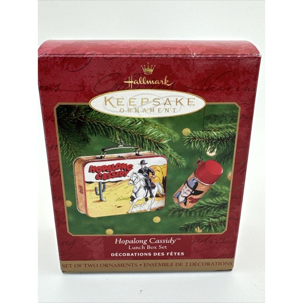 2000 Hallmark Keepsake Hopalong Cassidy Ornament Tin Lunch Box W/thermos 2pc Set